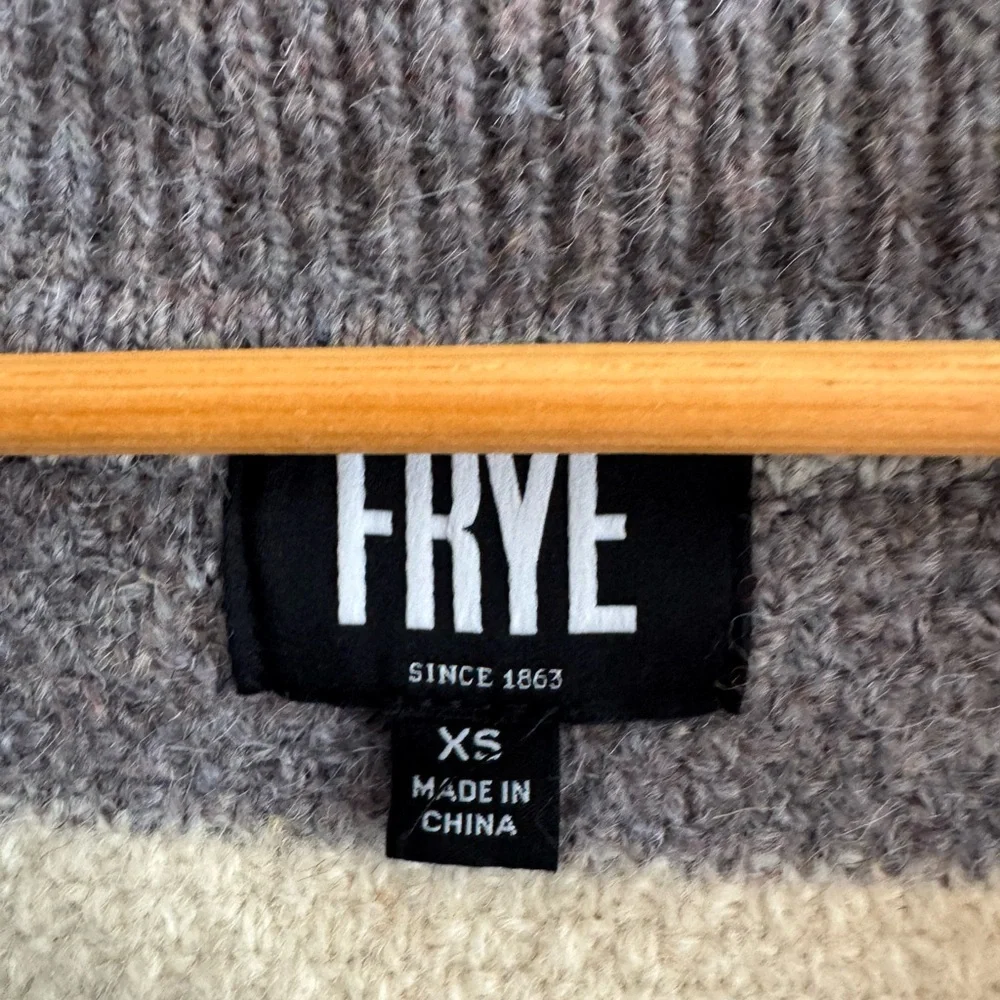 FRYE Fair Isle Striped Gray and Cream Women's Sweater - Picture 6 of 9